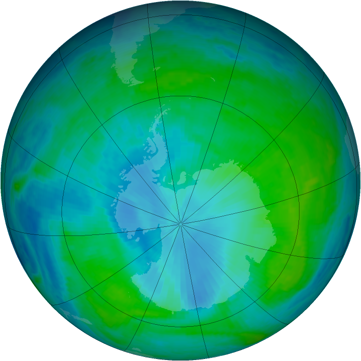 Antarctic ozone map for 01 February 2003